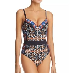 Bleu by Rod Beattie Bleu Rod Beattie Patterned Underwire One Piece Size 8